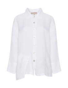 Isolde Roth Asymmetric hem linen jacket  White