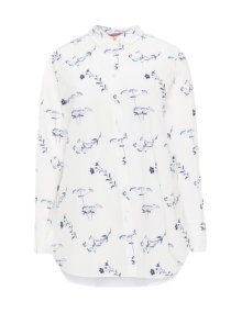 Marina Rinaldi Sport Printed cotton-blend shirt White / Dark-Blue