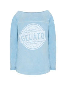 Bessin Printed off-the-shoulder sweatshirt Light-Blue