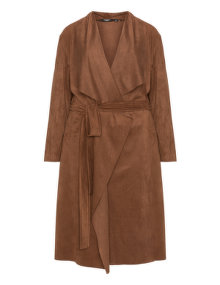 Mat Faux suede coat Brown