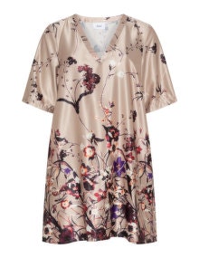 Zizzi Floral print tunic  Beige / Multicolour