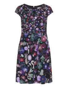 Studio 8 Floral print dress Dark-Purple / Black