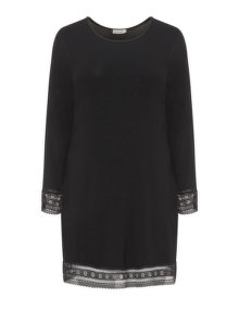 Gozzip Short lace trimmed jersey dress Black