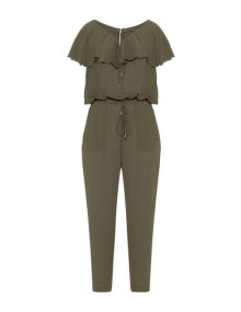 Mat Ruffle jumpsuit Khaki-Green