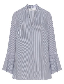 Mat Striped trumpet sleeve shirt Grey / White