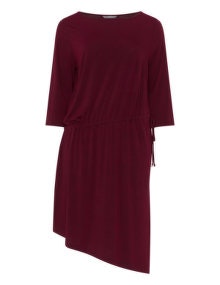 Yoona Asymmetric jersey midi dress Bordeaux-Red / Mottled