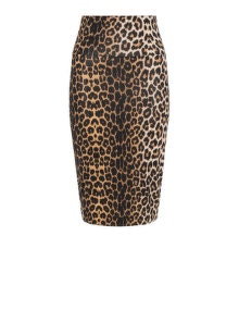 Yoek Animal print stretch pencil skirt  Beige / Black