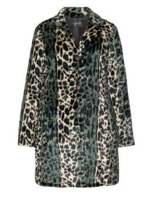 Yoek Faux fur coat Beige / Dark-Green