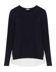 Samoon Contrast hem jumper  Dark-Blue / White