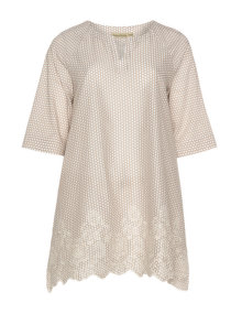 Isolde Roth Printed crochet hem tunic  Beige / Ivory-White