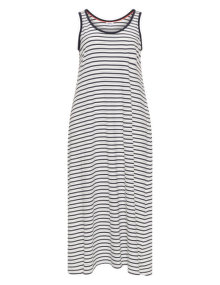 Zizzi A-line jersey midi dress  Cream / Blue