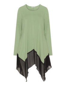 Studio Chiffon hem top Green / Black