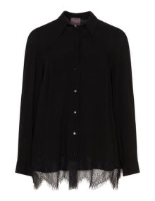 Sempre Piu Lace trimmed shirt Black