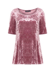 Manon Baptiste Short sleeve velvet top Dusky-Pink