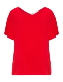 Mat Decorative seams jersey top  Red