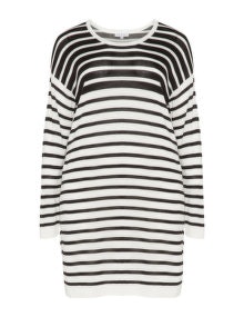 Zhenzi Striped longline jumper  Cream / Black