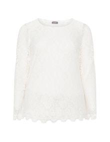 Samoon Long sleeve lace top Ivory-White