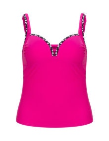 Simply Be Swim Spot trim tankini Pink