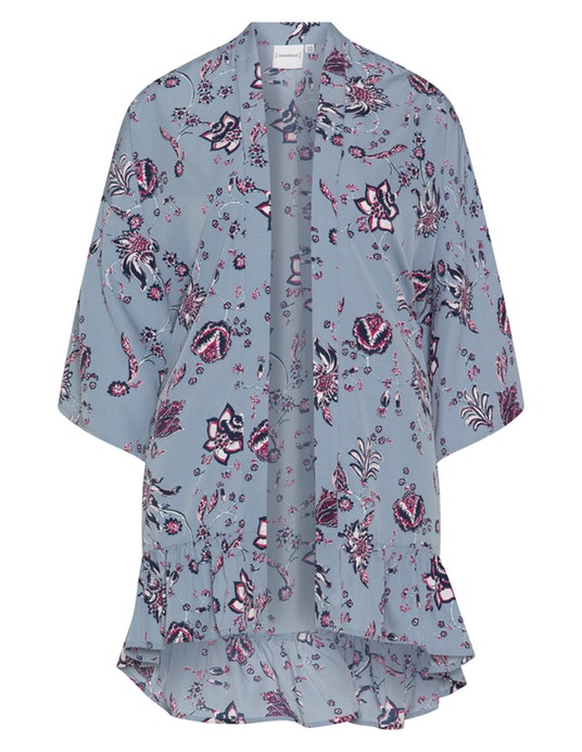 Junarose Printed ruffle hem kimono Blue / Multicolour