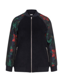 Manon Baptiste Floral wool mix bomber jacket Dark-Blue / Multicolour