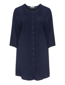 Gozzip Long linen-cotton blouse Dark-Blue