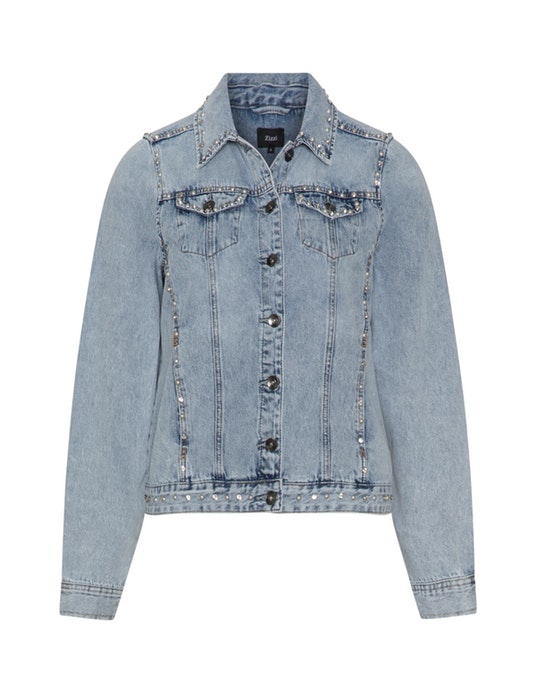 Zizzi Embellished denim jacket  Blue