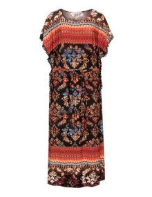 Mat Printed jersey maxi dress Black / Orange