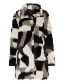 Verpass Faux fur jacket Black / Cream