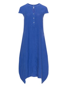 La Stampa Bell-shaped linen summer dress Blue