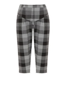 Prisa Wool mix tapered check trousers Anthracite