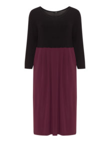 Vento Maro Colour block midi dress Black / Berry-Purple