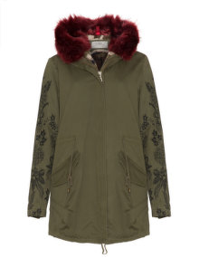 Open End Faux fur trimmed parka Khaki-Green