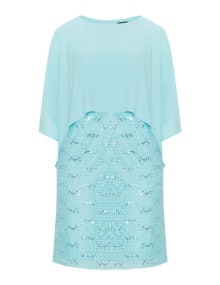 Hermann Lange 2-in-1 effect cape lace dress  Turquoise