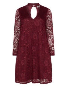 LOST INK Lace choker dress Bordeaux-Red