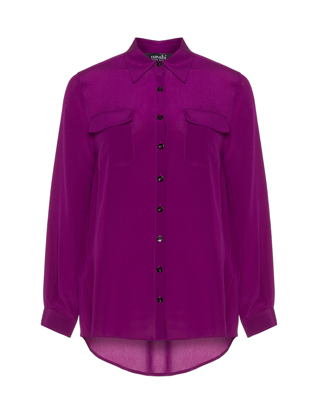 Dipped hem silk blouse by
navabi