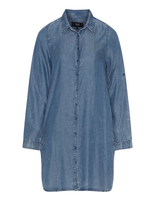 Zizzi Long denim shirt Blue