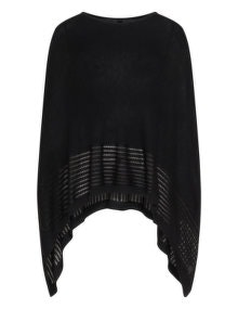 Adia Cotton blend poncho Black