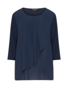 Via Appia Due Layered crêpe top Dark-Blue