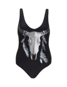 Robyn Lawley Printed cut-out one-piece swimsuit Black
