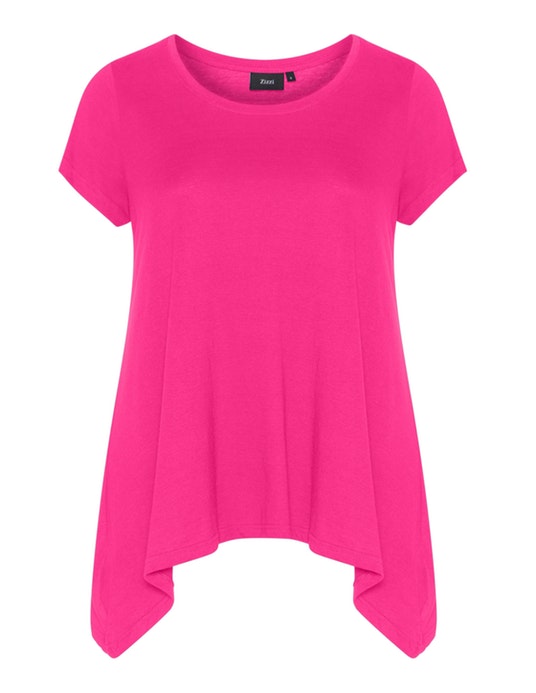 Zizzi A-line cotton dipped hem top Pink