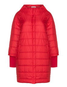 Sophia Curvy Quilted ribbed cuff coat Red