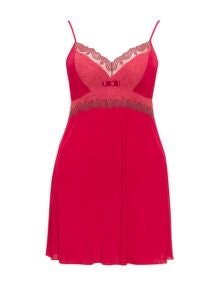 Alice und Jann Embroidered jersey negligee  Dark-Red