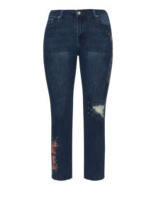 Simply Be Embroidered boyfriend jeans Dark-Blue