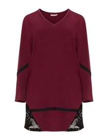 Gozzip Flared lace detail tunic  Berry-Purple