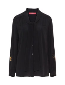 Marina Rinaldi Sport Embroidered crêpe blouse Black / Multicolour
