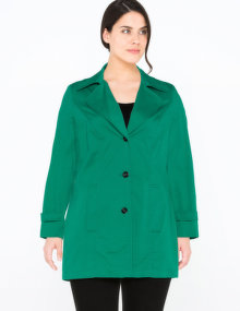 Maxima Cotton blend short trench coat Green
