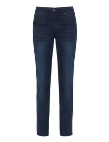 Adia Embroidered slim fit 'Monaco' jeans Dark-Blue