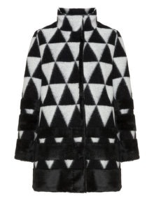 Elena Miro Woolblend faux fur jacket  Black / White