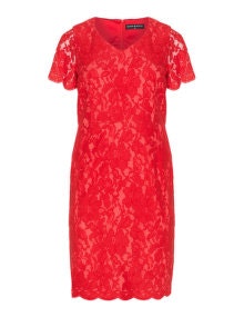 Manon Baptiste Lace pencil dress  Red