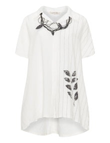 zedd plus Linen shirt with necklace Cream / Black